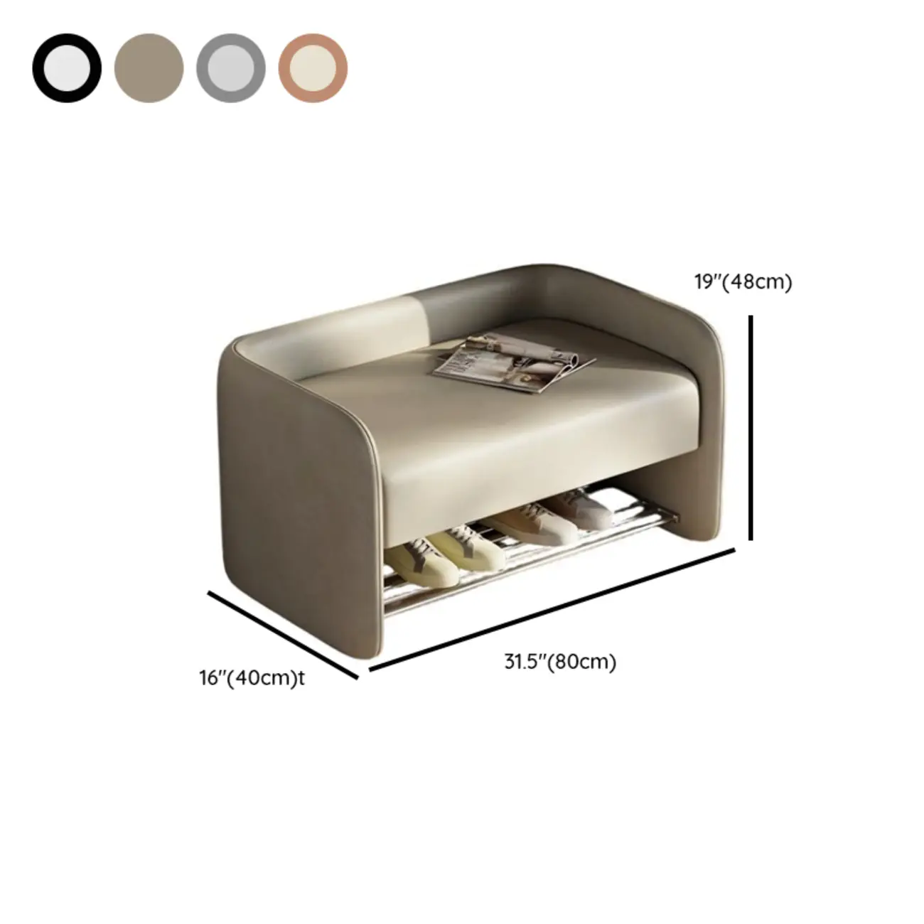 Living Room Pine Wood Upholstered Storage Bench with Backrest #size | homeyfad