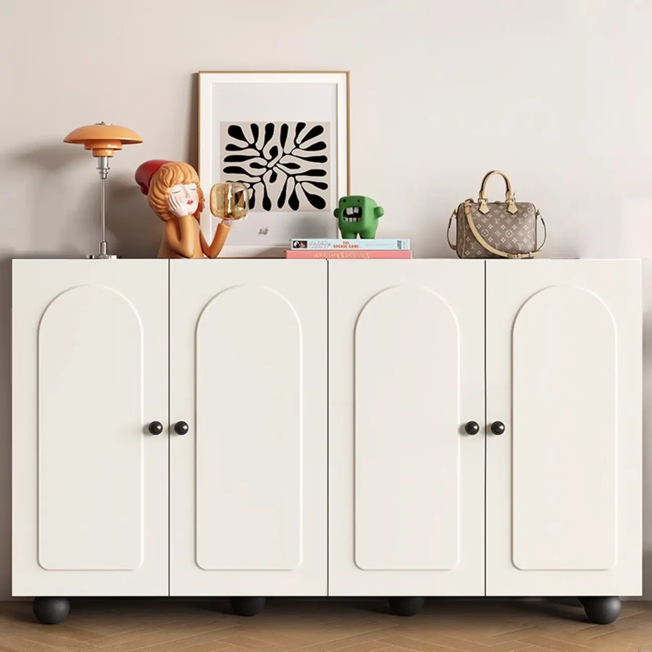 Chic Adjustable Shelves Wood Shoe Cabinet in White/Black Image - 1 | homeyfad