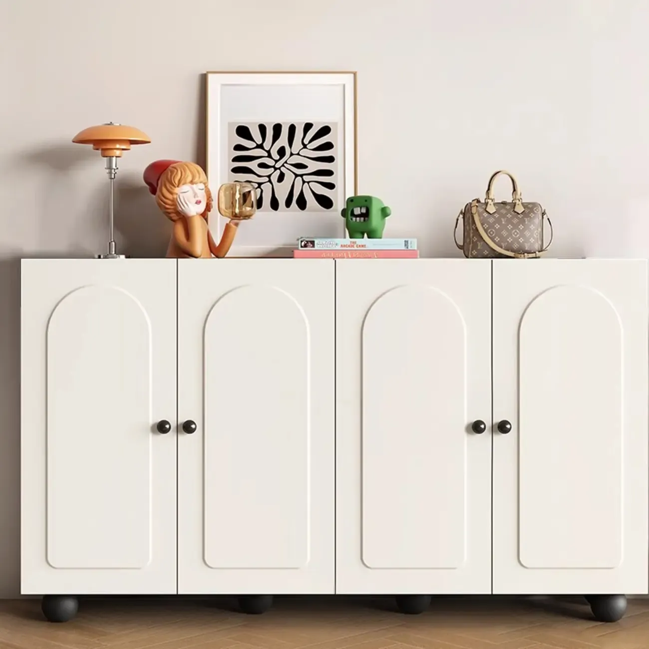 Chic Adjustable Shelves Wood Shoe Cabinet in White/Black Image - 11