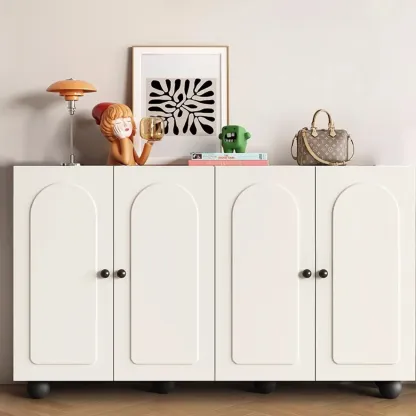 Chic Adjustable Shelves Wood Shoe Cabinet in White/Black Image - 11