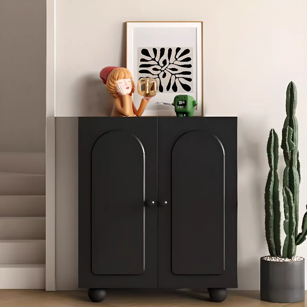 Chic Adjustable Shelves Wood Shoe Cabinet in White/Black Image - 3 | homeyfad