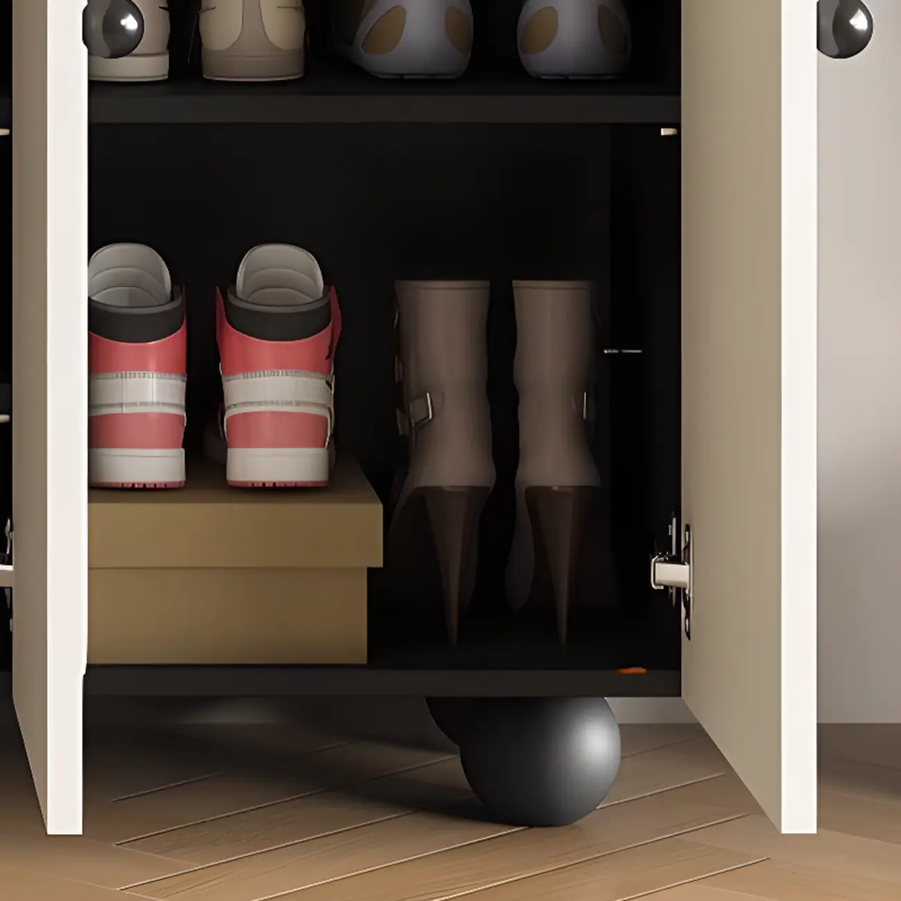 Chic Adjustable Shelves Wood Shoe Cabinet in White/Black Image - 10 | homeyfad