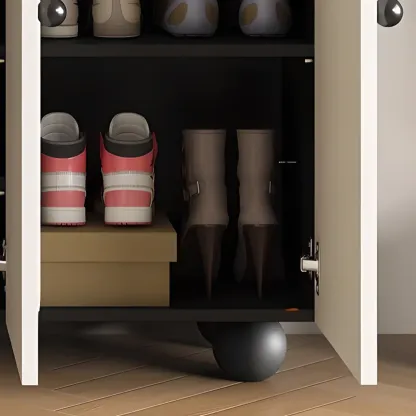 Chic Adjustable Shelves Wood Shoe Cabinet in White/Black Image - 10