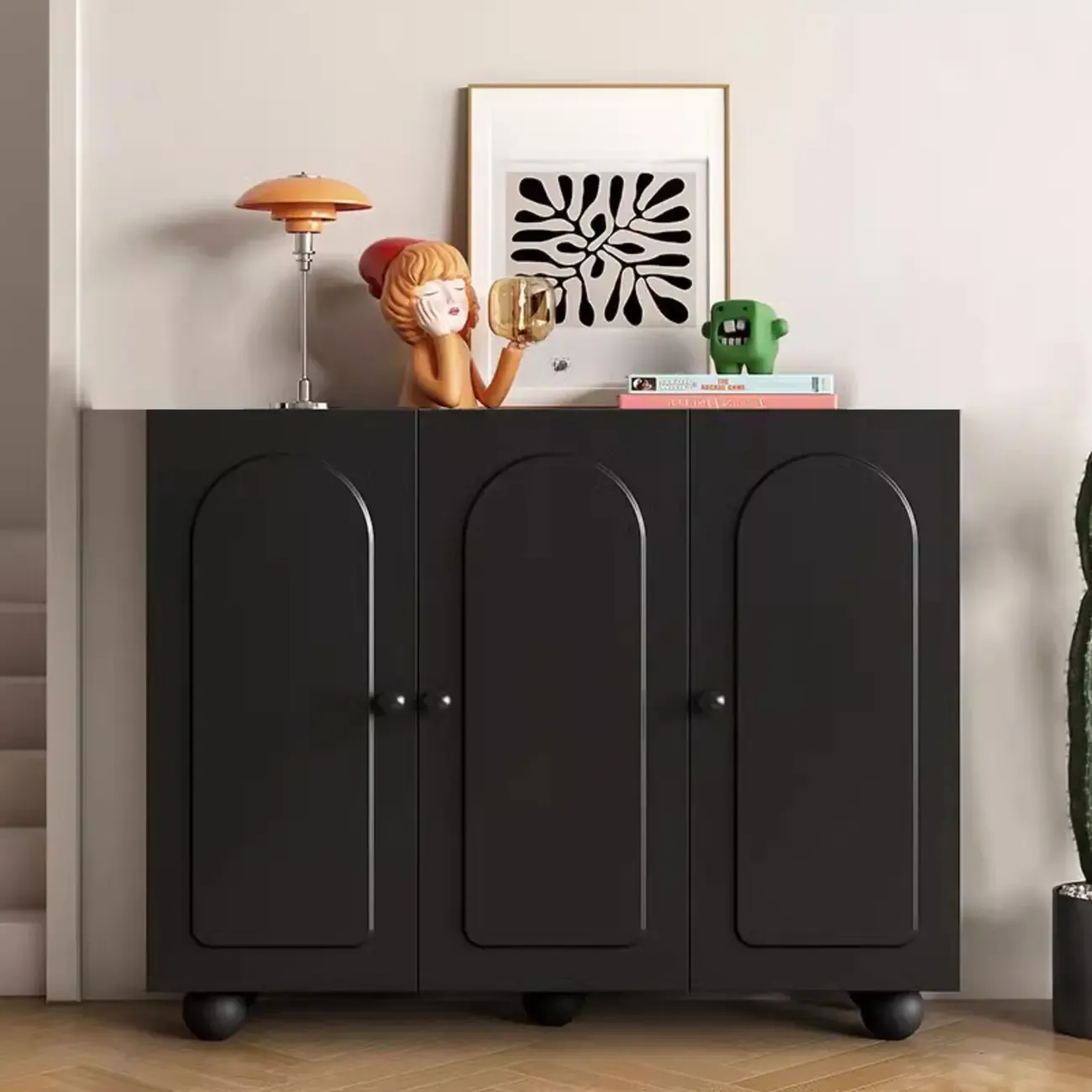 Chic Adjustable Shelves Wood Shoe Cabinet in White/Black Image - 4