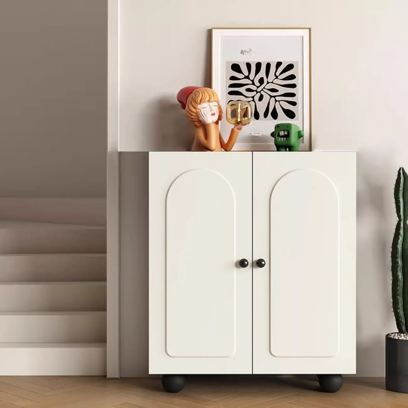 Chic Adjustable Shelves Wood Shoe Cabinet in White/Black Image - 14 | homeyfad