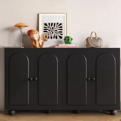 Chic Adjustable Shelves Wood Shoe Cabinet in White/Black Image - 12