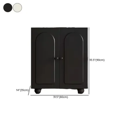 Chic Adjustable Shelves Wood Shoe Cabinet in White/Black #size