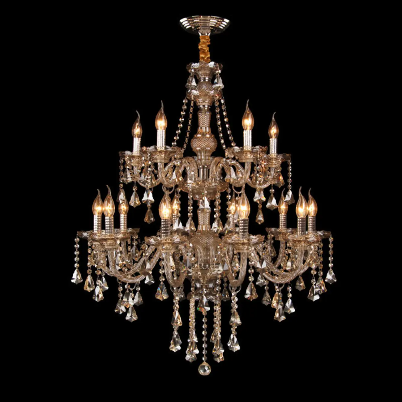 Elegant 2-tier Amber Crystal Candelabra Chandelier Image - 2 | homeyfad