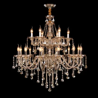 Elegant 2-tier Amber Crystal Candelabra Chandelier Image - 3