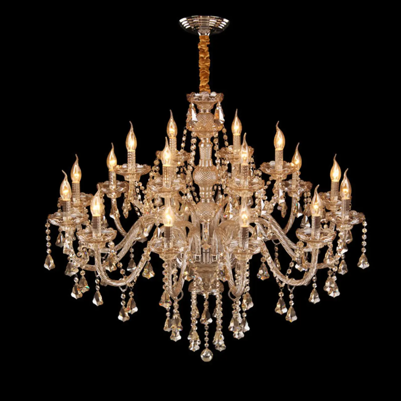 Elegant 2-tier Amber Crystal Candelabra Chandelier Image - 5 | homeyfad