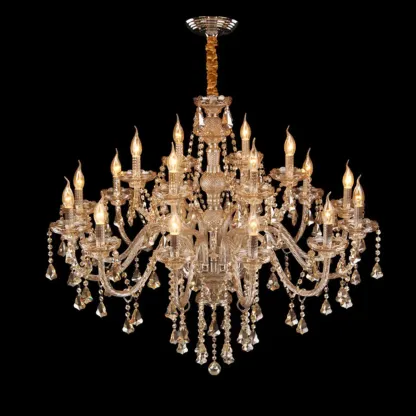 Elegant 2-tier Amber Crystal Candelabra Chandelier Image - 5
