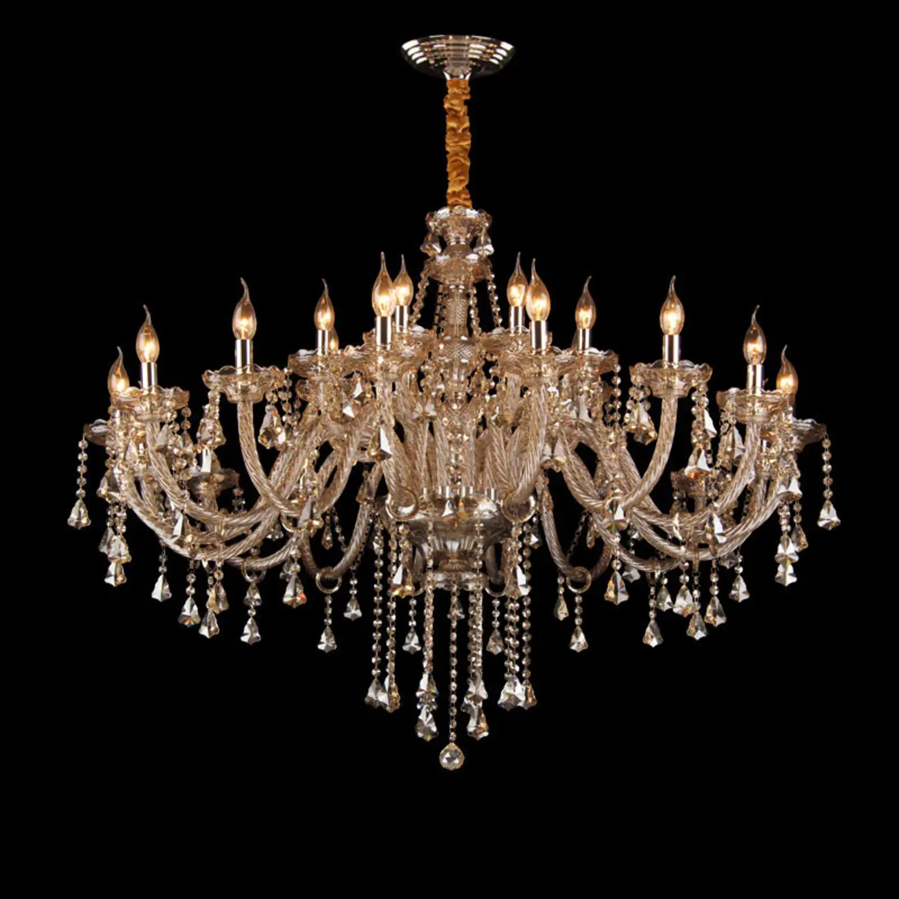 Elegant 2-tier Amber Crystal Candelabra Chandelier Image - 7 | homeyfad