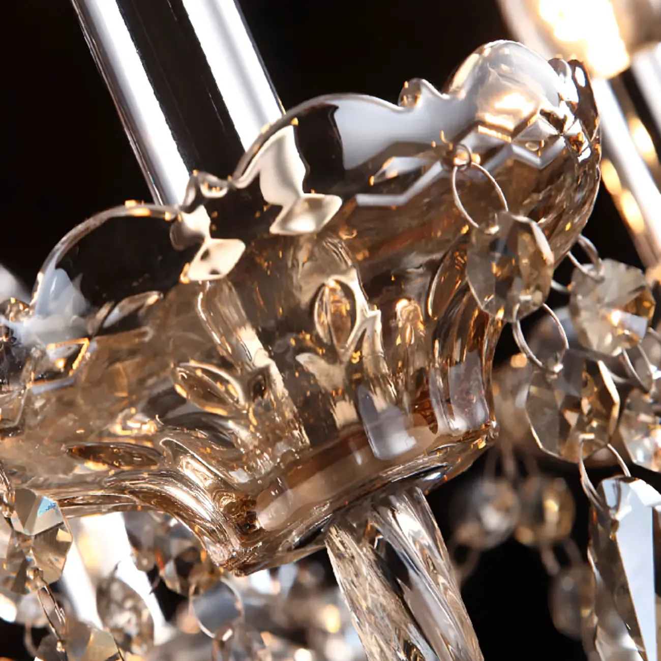 Elegant 2-tier Amber Crystal Candelabra Chandelier Image - 8