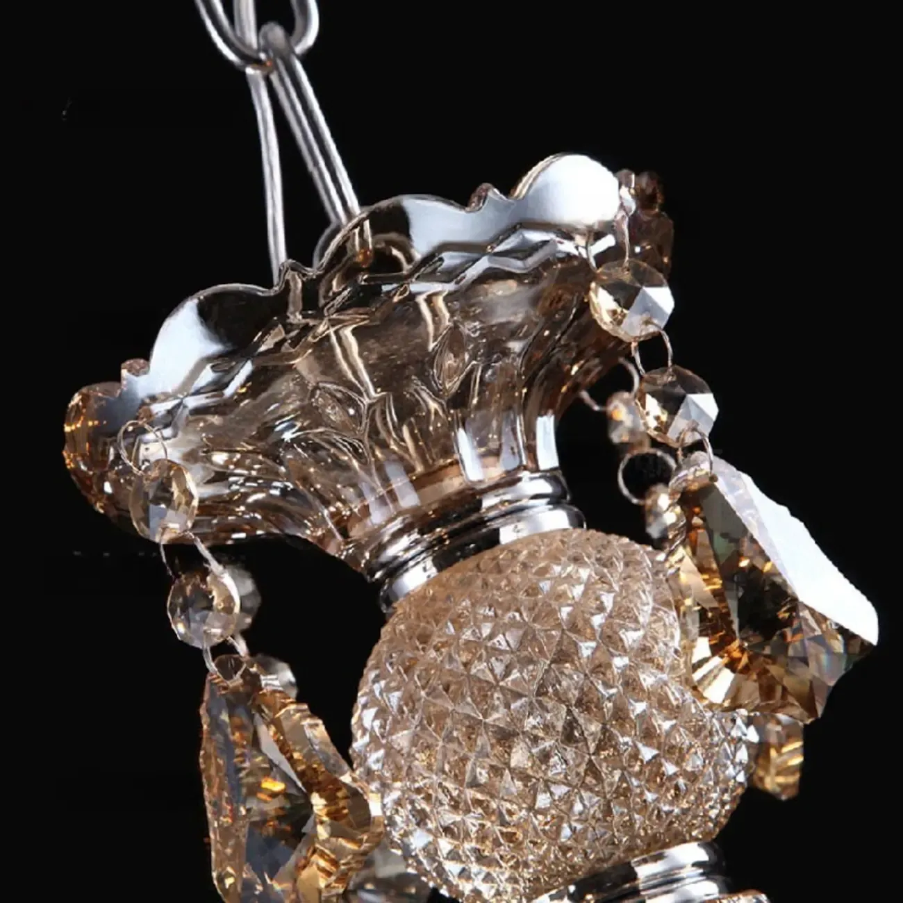 Elegant 2-tier Amber Crystal Candelabra Chandelier Image - 9