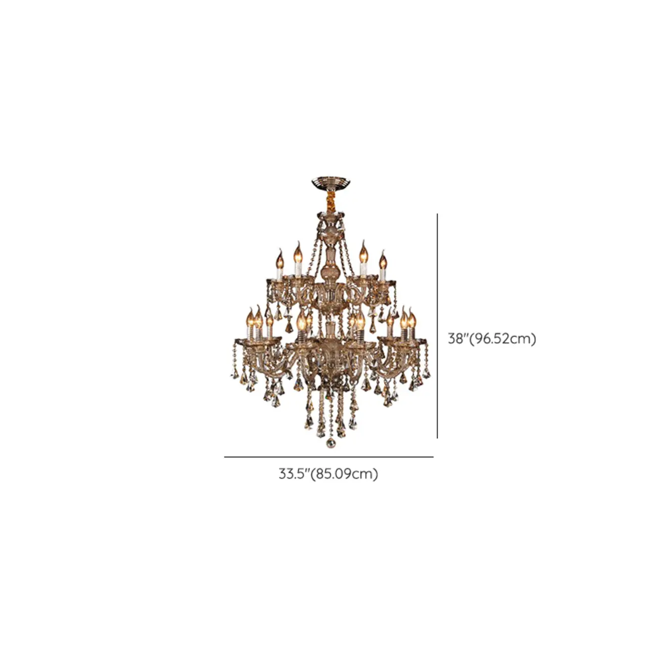 Elegant 2-tier Amber Crystal Candelabra Chandelier #size | homeyfad