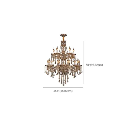 Elegant 2-tier Amber Crystal Candelabra Chandelier #size