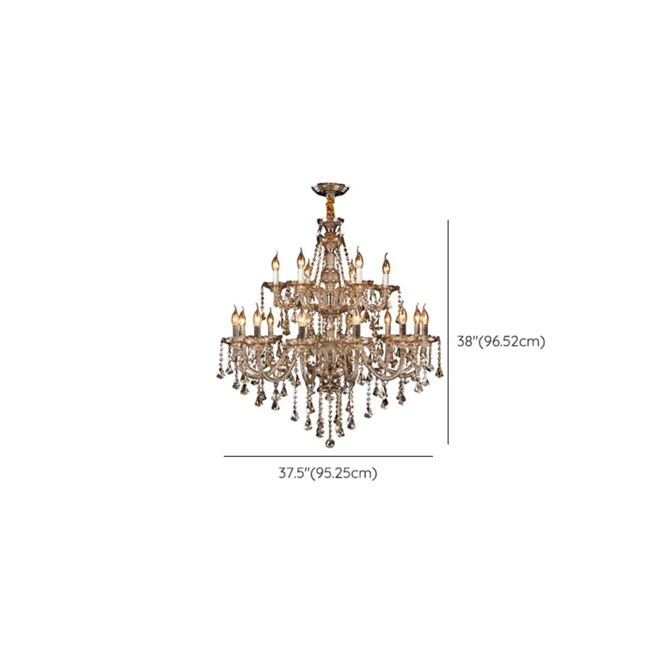 Elegant 2-tier Amber Crystal Candelabra Chandelier Image - 12