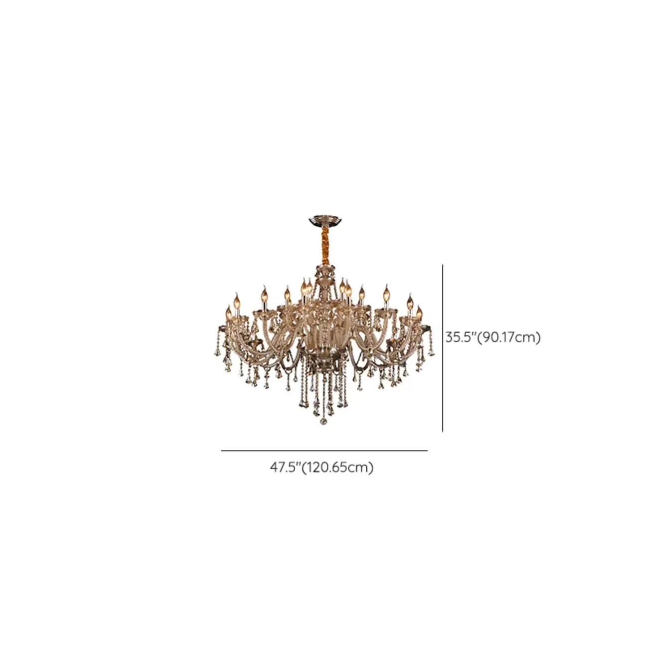 Elegant 2-tier Amber Crystal Candelabra Chandelier Image - 14