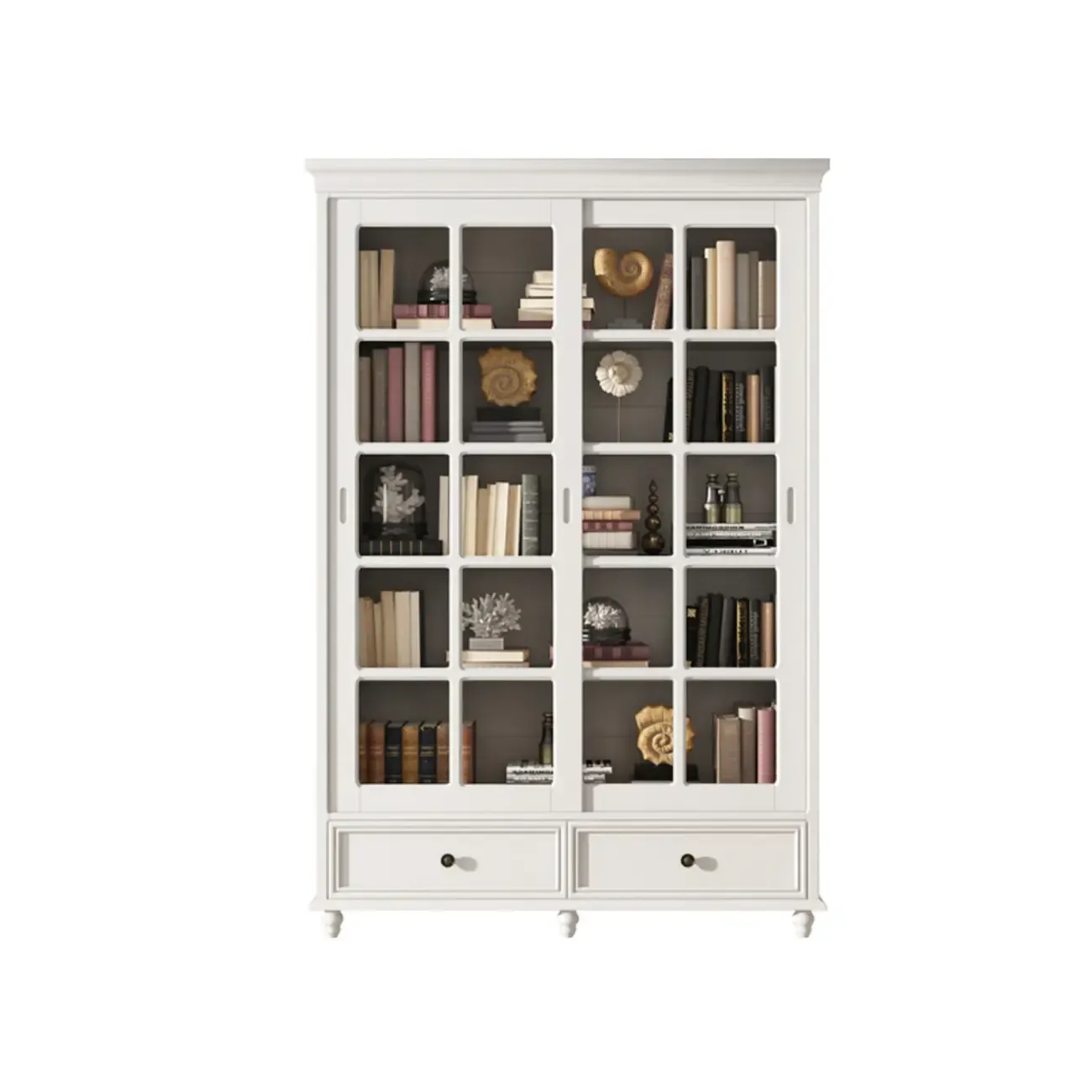 Large Wooden White Storage Sliding Door Display Cabinet Image - 11