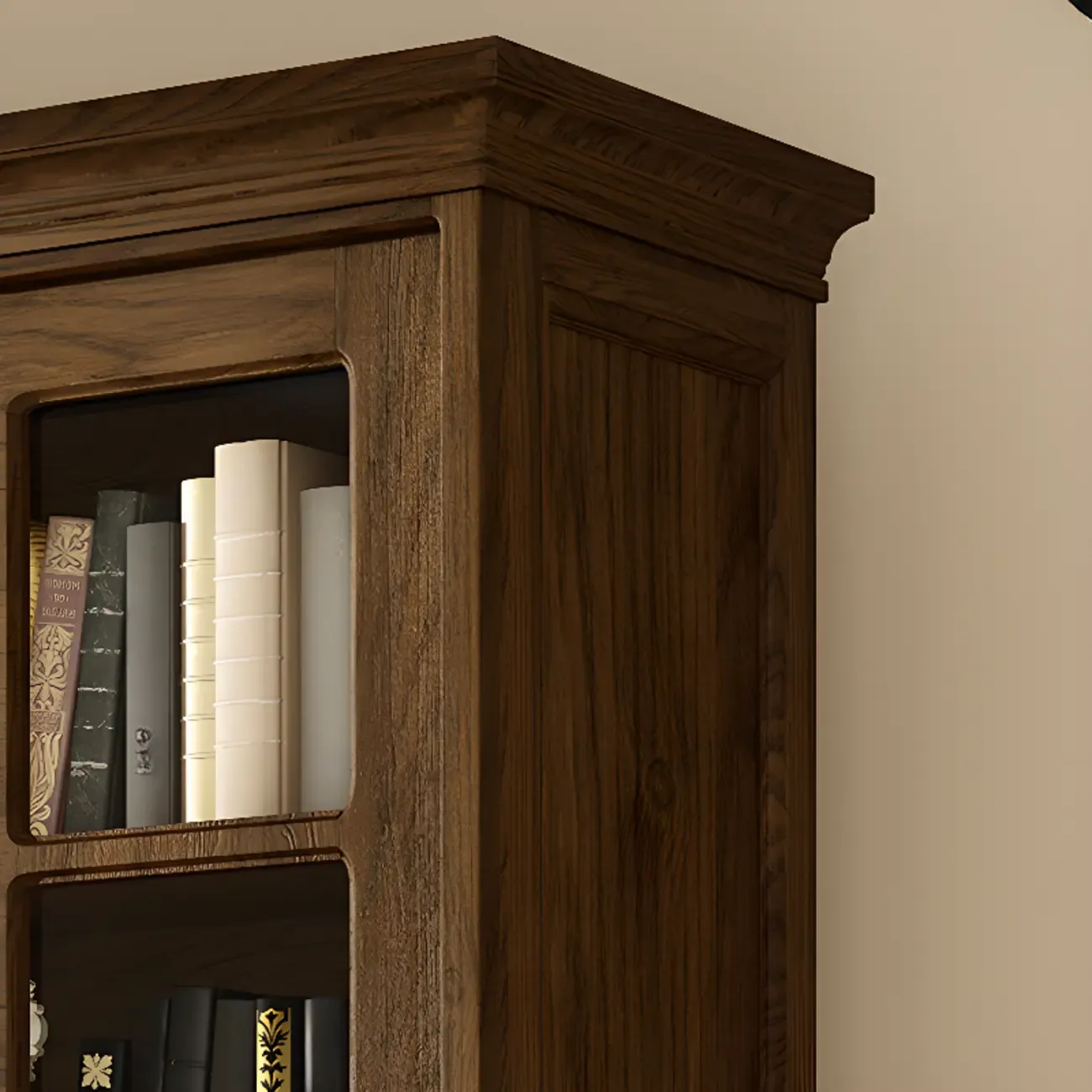 Large Wooden White Storage Sliding Door Display Cabinet Image - 8