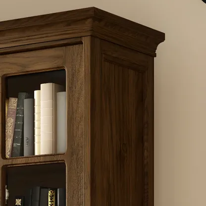 Large Wooden White Storage Sliding Door Display Cabinet Image - 8