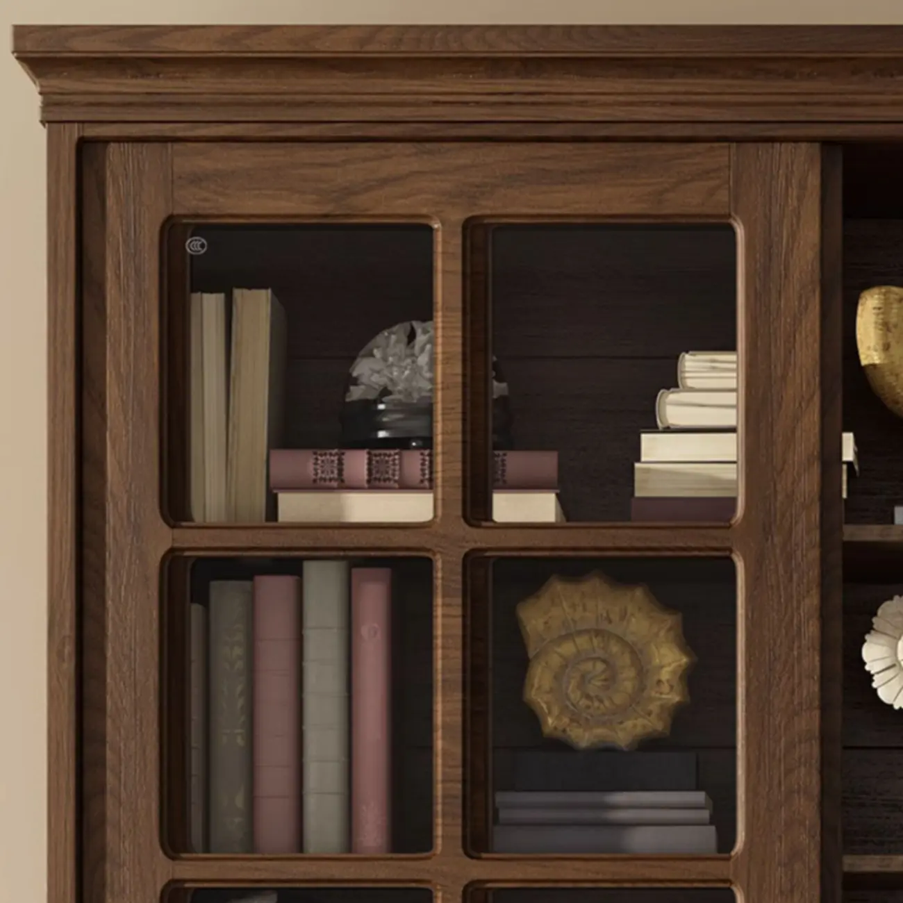 Large Wooden White Storage Sliding Door Display Cabinet Image - 7 | homeyfad