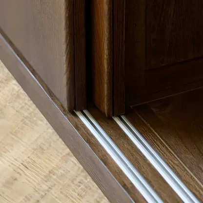 Large Wooden White Storage Sliding Door Display Cabinet Image - 5