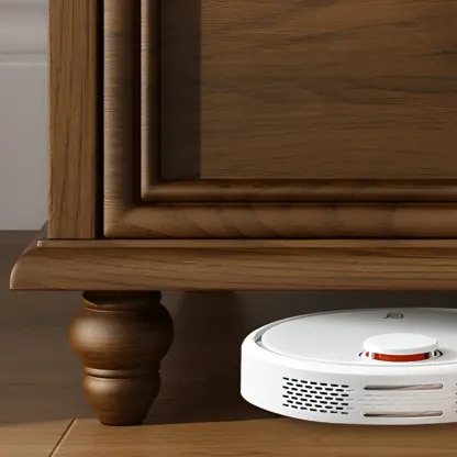 Large Wooden White Storage Sliding Door Display Cabinet Image - 4