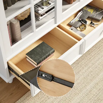 Large Wooden White Storage Sliding Door Display Cabinet Image - 6