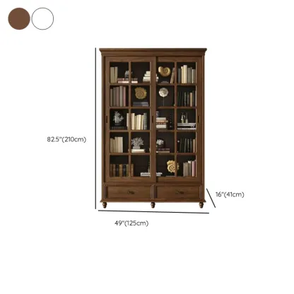 Large Wooden White Storage Sliding Door Display Cabinet Image - 13