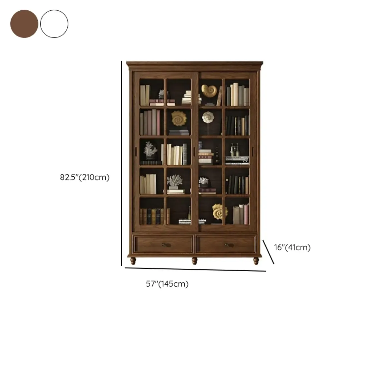 Large Wooden White Storage Sliding Door Display Cabinet Image - 14