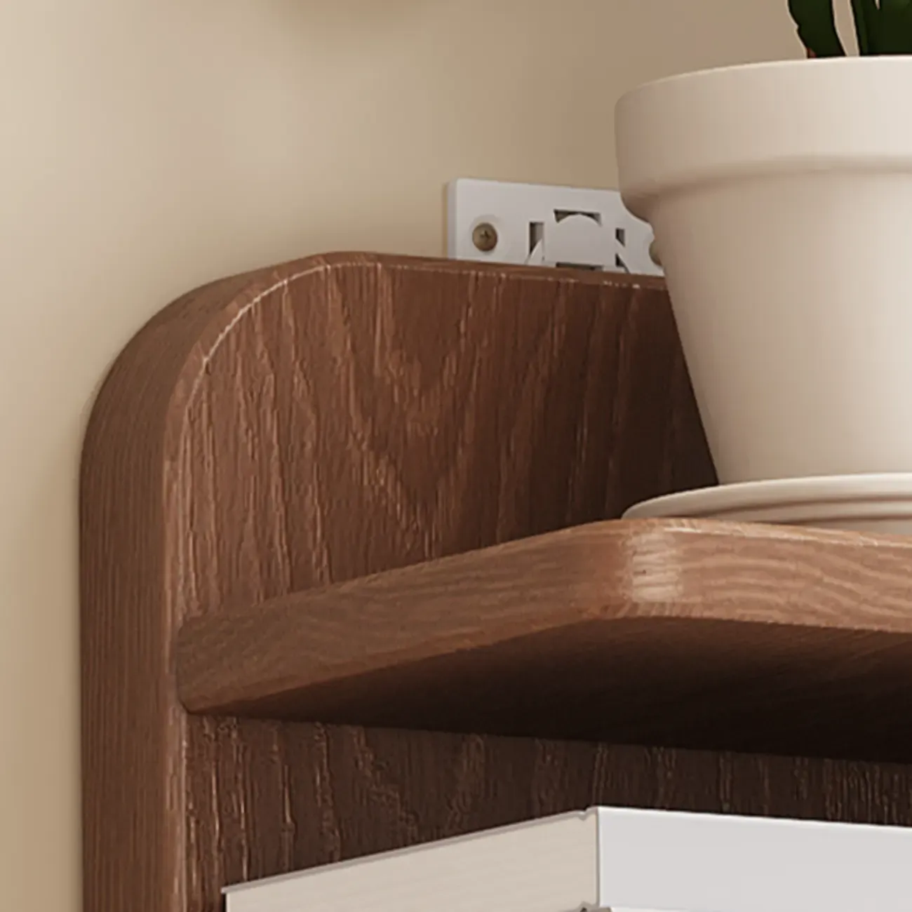 Narrow Wooden Multi-Shelf Closed Back Ladder Bookshelf Image - 10