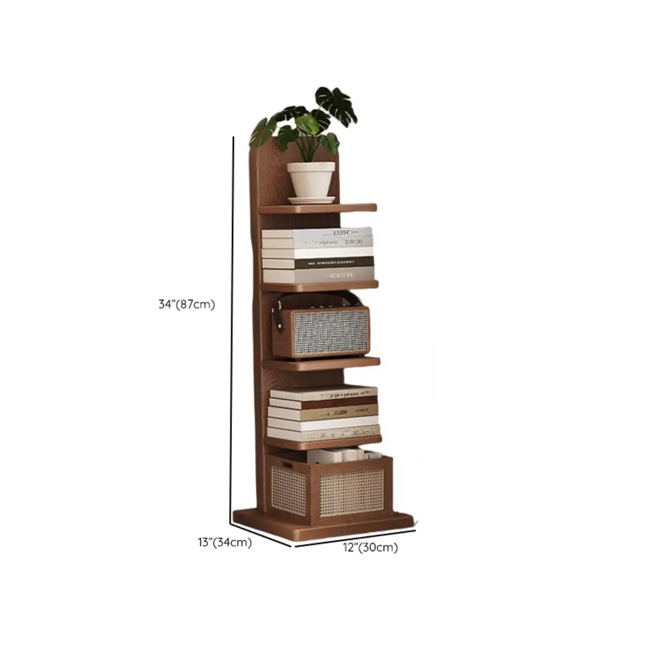 Narrow Wooden Multi-Shelf Closed Back Ladder Bookshelf #size | homeyfad