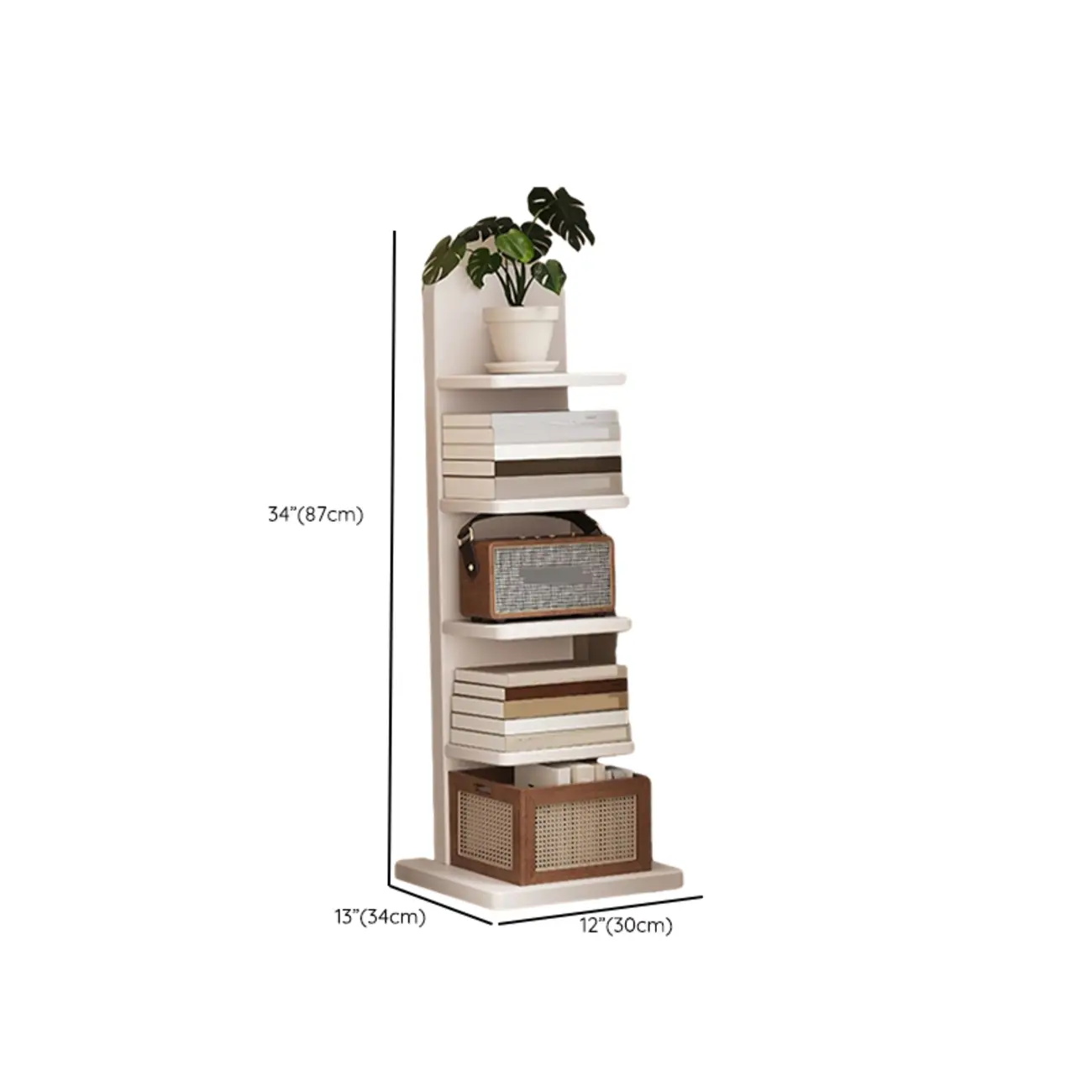 Narrow Wooden Multi-Shelf Closed Back Ladder Bookshelf Image - 14 | homeyfad