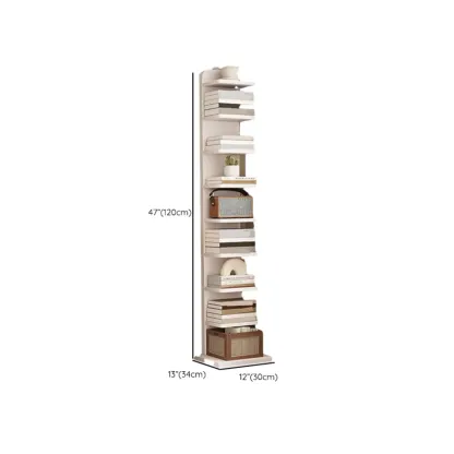 Narrow Wooden Multi-Shelf Closed Back Ladder Bookshelf Image - 15