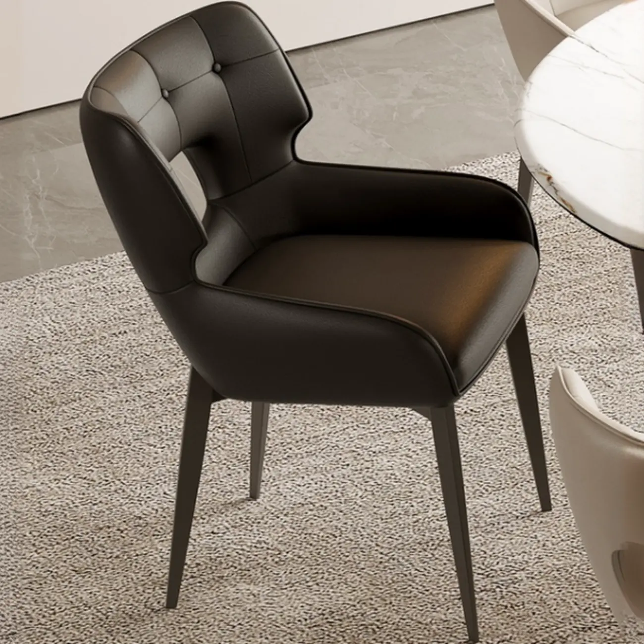 Modern Faux Leather Open Back Arm Dining Chair Image - 1 | homeyfad