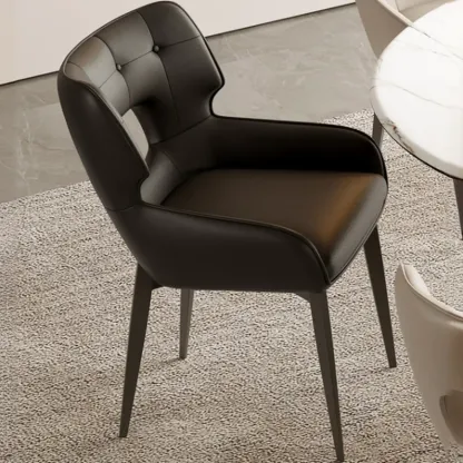 Modern Faux Leather Open Back Arm Dining Chair Image - 1