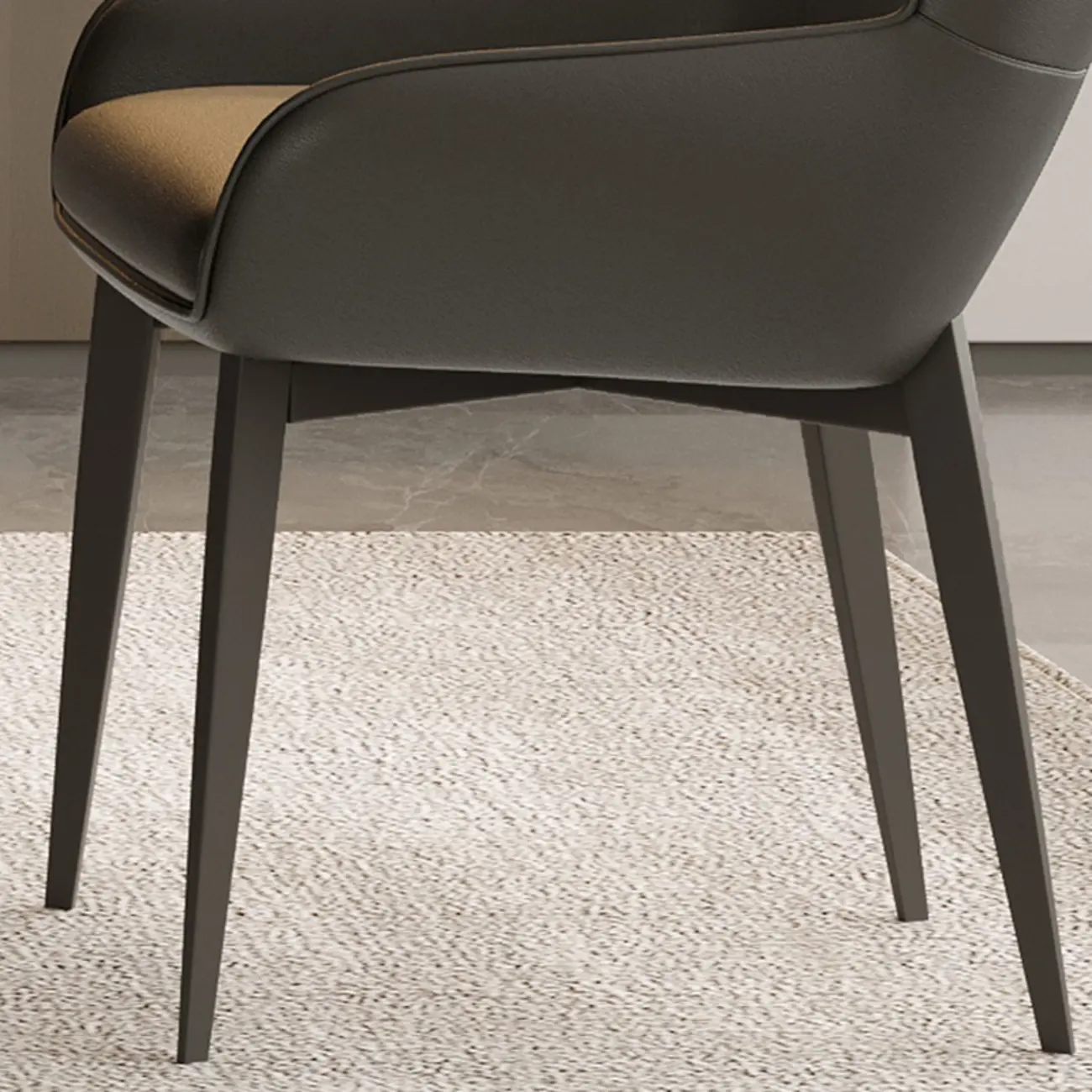 Modern Faux Leather Open Back Arm Dining Chair Image - 6 | homeyfad