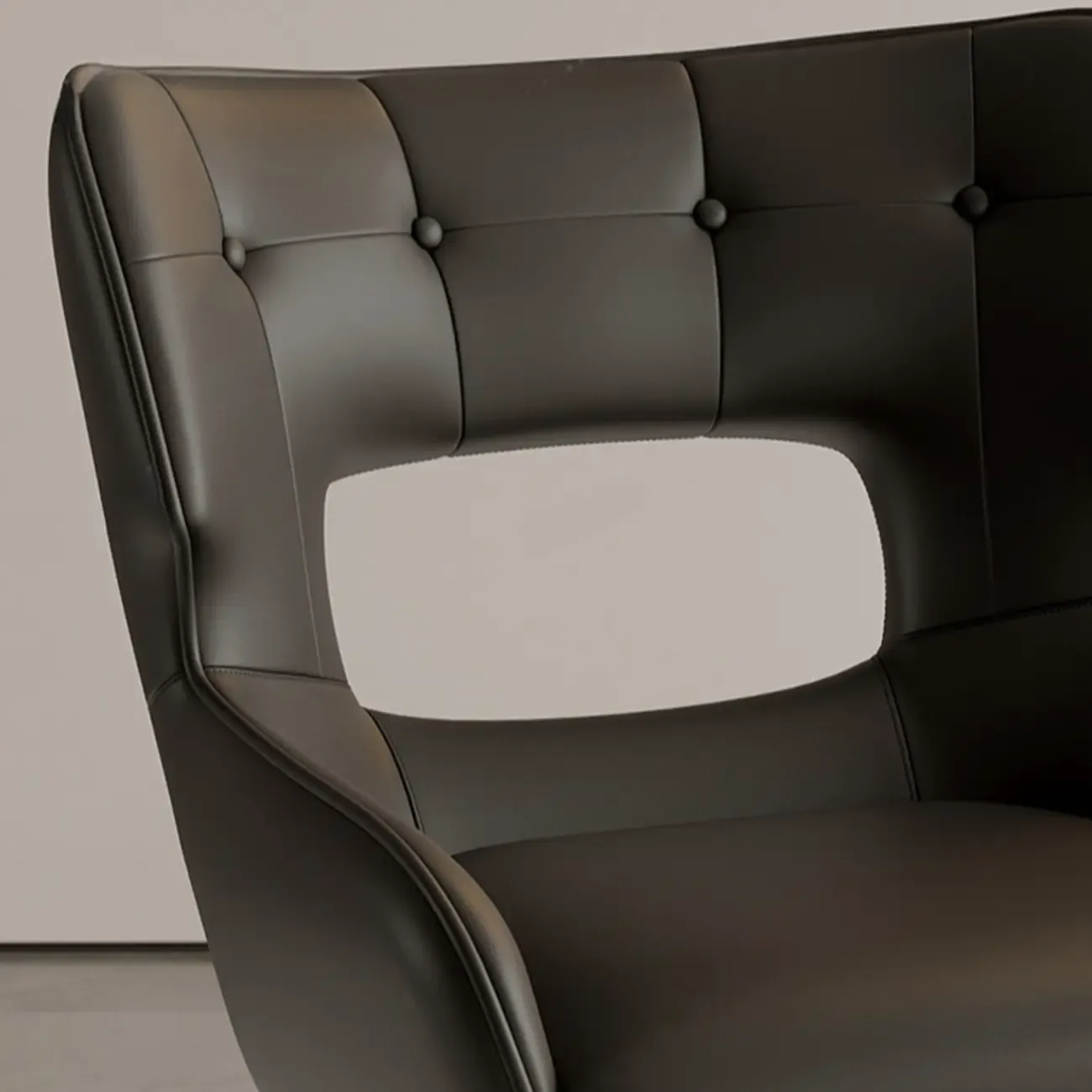 Modern Faux Leather Open Back Arm Dining Chair Image - 7