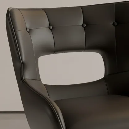 Modern Faux Leather Open Back Arm Dining Chair Image - 7