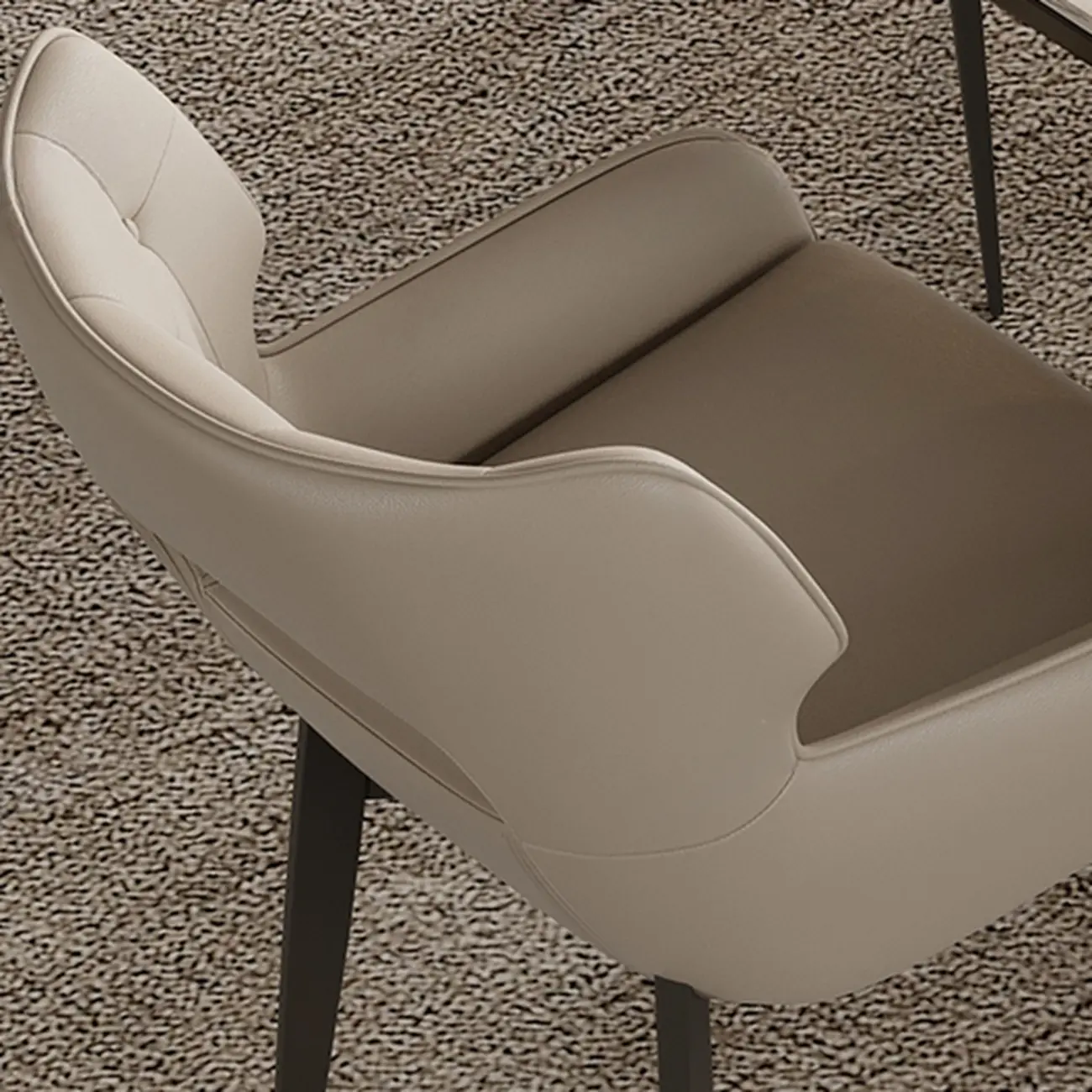 Modern Faux Leather Open Back Arm Dining Chair Image - 8 | homeyfad