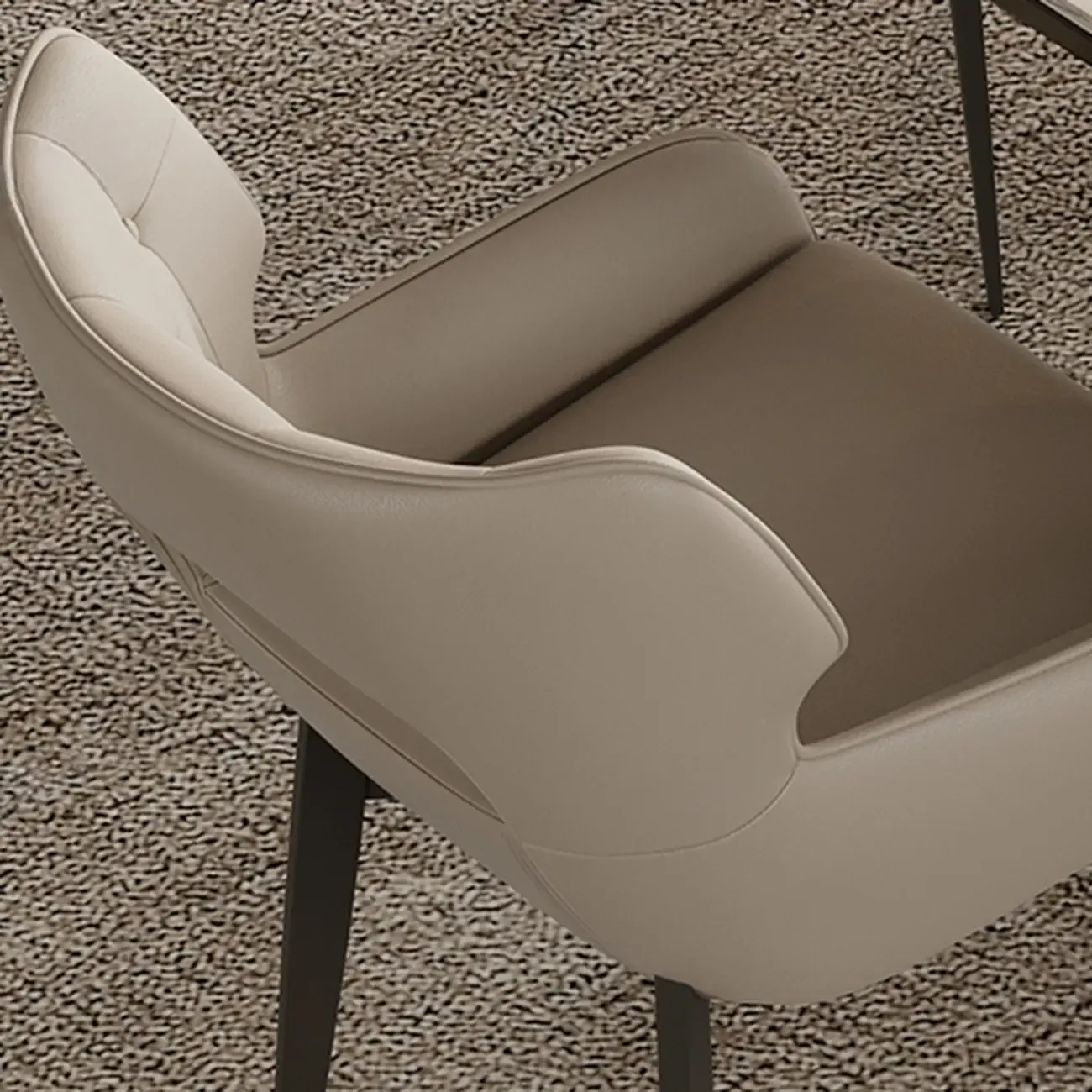 Modern Faux Leather Open Back Arm Dining Chair Image - 8