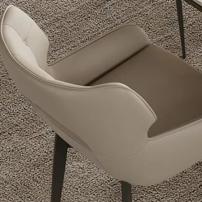 Modern Faux Leather Open Back Arm Dining Chair Image - 8