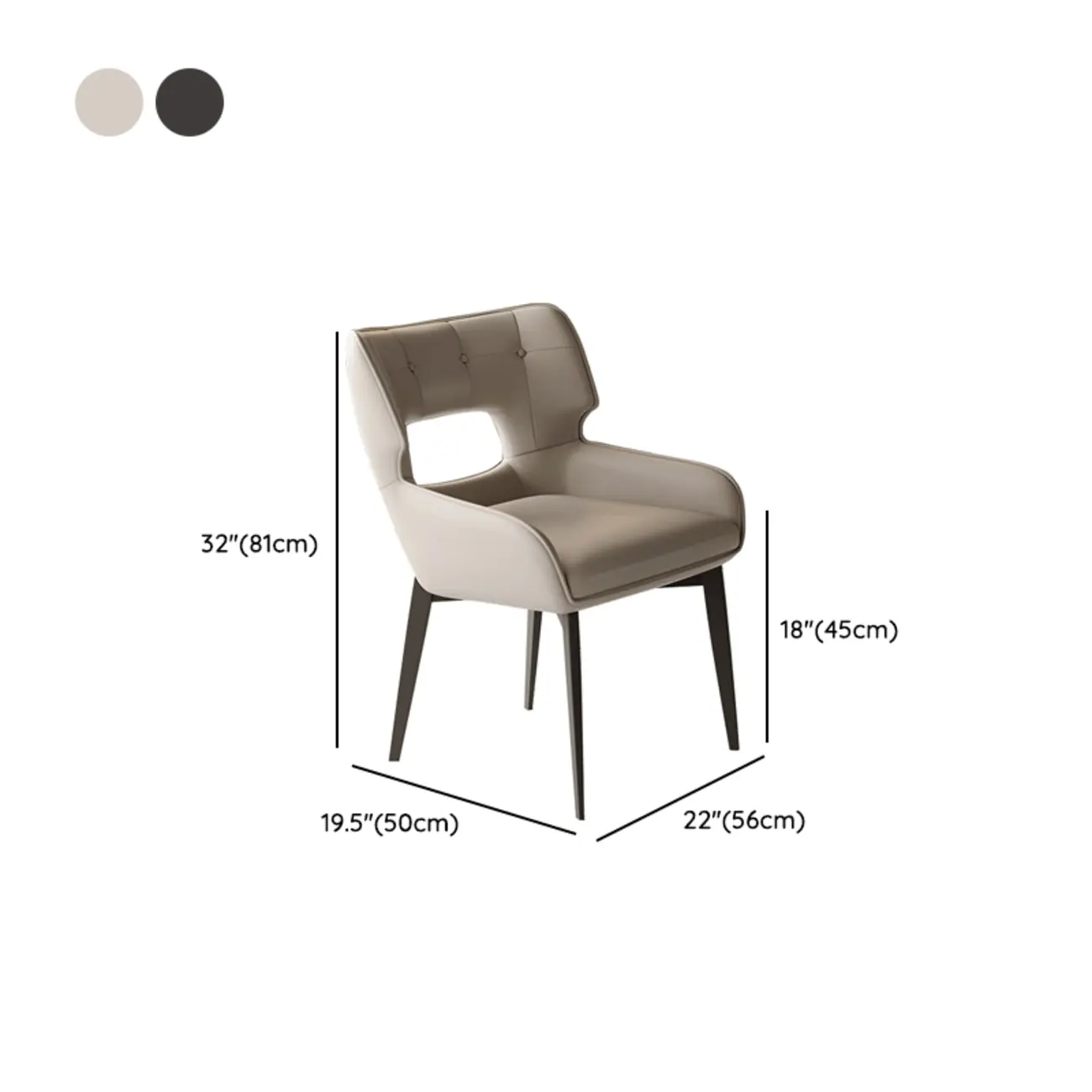 Modern Faux Leather Open Back Arm Dining Chair #size | homeyfad