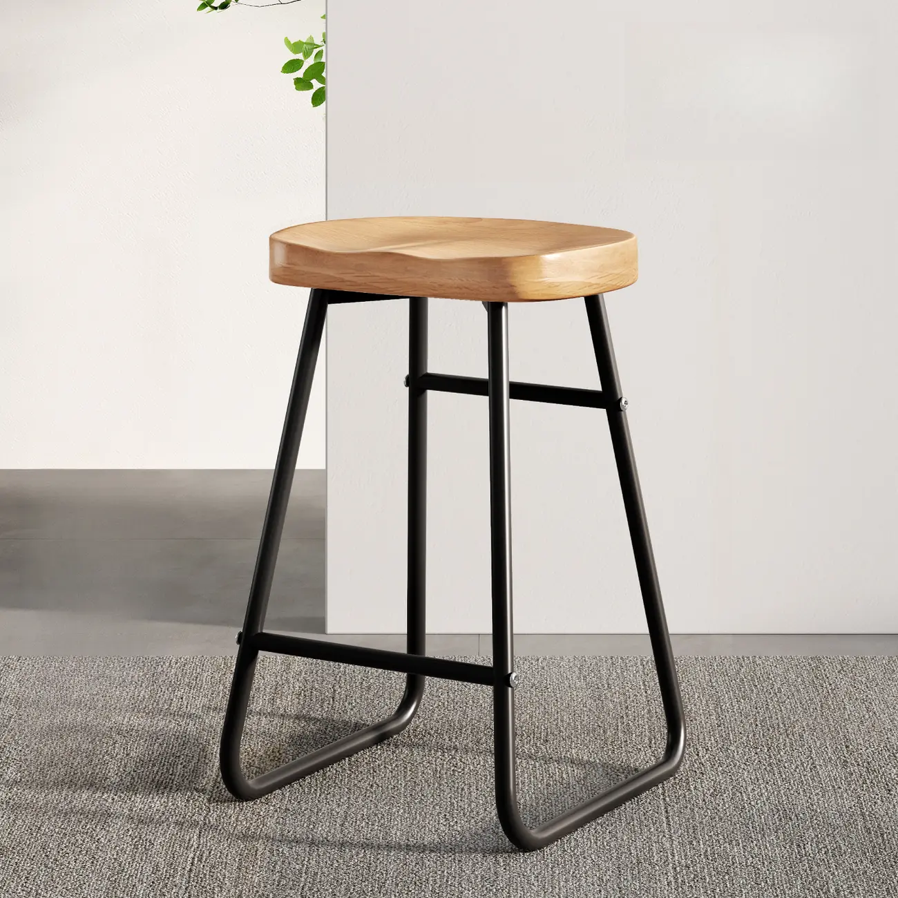 Brown Saddle Backless Counter Bar Stools with Footrest Image - 10 | homeyfad