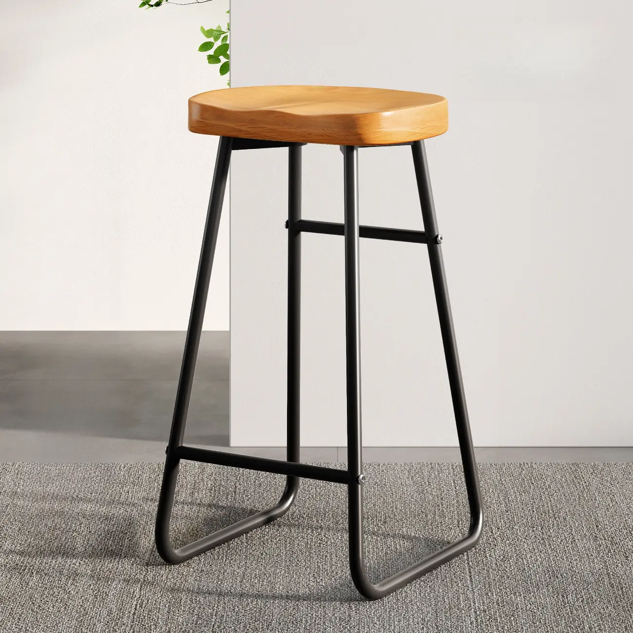 Brown Saddle Backless Counter Bar Stools with Footrest Image - 9 | homeyfad