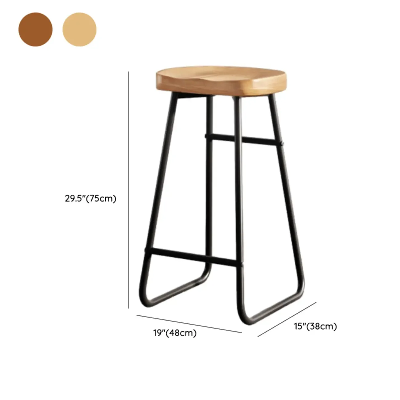 Brown Saddle Backless Counter Bar Stools with Footrest Image - 13
