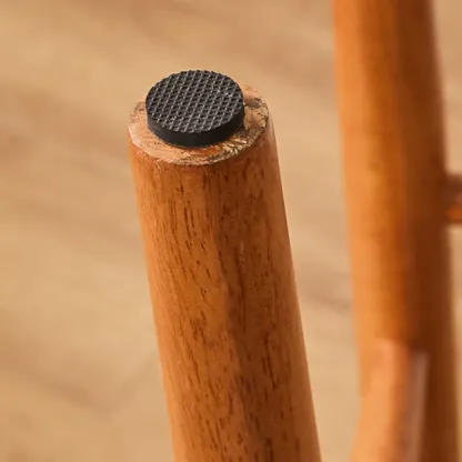 Brown Saddle Leather Seat Wooden Backless Bar Stools Image - 7