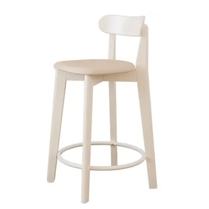 Comfortable Square Brown Wood Bar Stool with Backs Image - 5