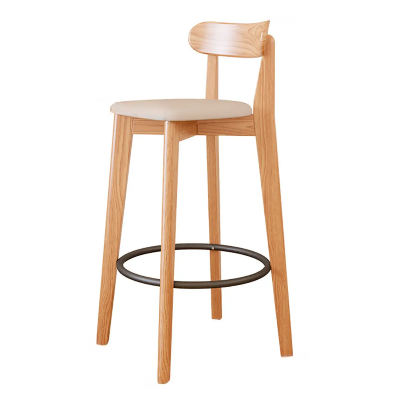 Comfortable Square Brown Wood Bar Stool with Backs Image - 7 | homeyfad